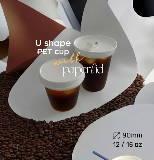 U-shape PET cup + ฝากระดาษ