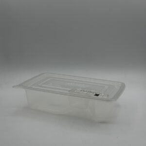 กล่องอาหารสี่เหลี่ยมผืนผ้าใส PP 450ml 3ช่อง พร้อมฝา 118x182x46mm.